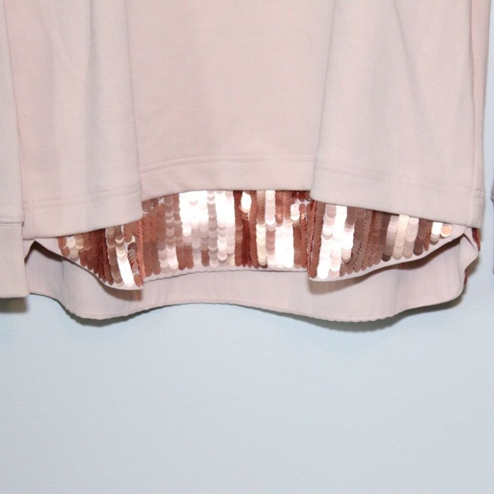NWT J Crew Sequin Trim Sweatshirt Top Blush Pink E4182 Women's Size Large H12697 - Picture 4 of 12